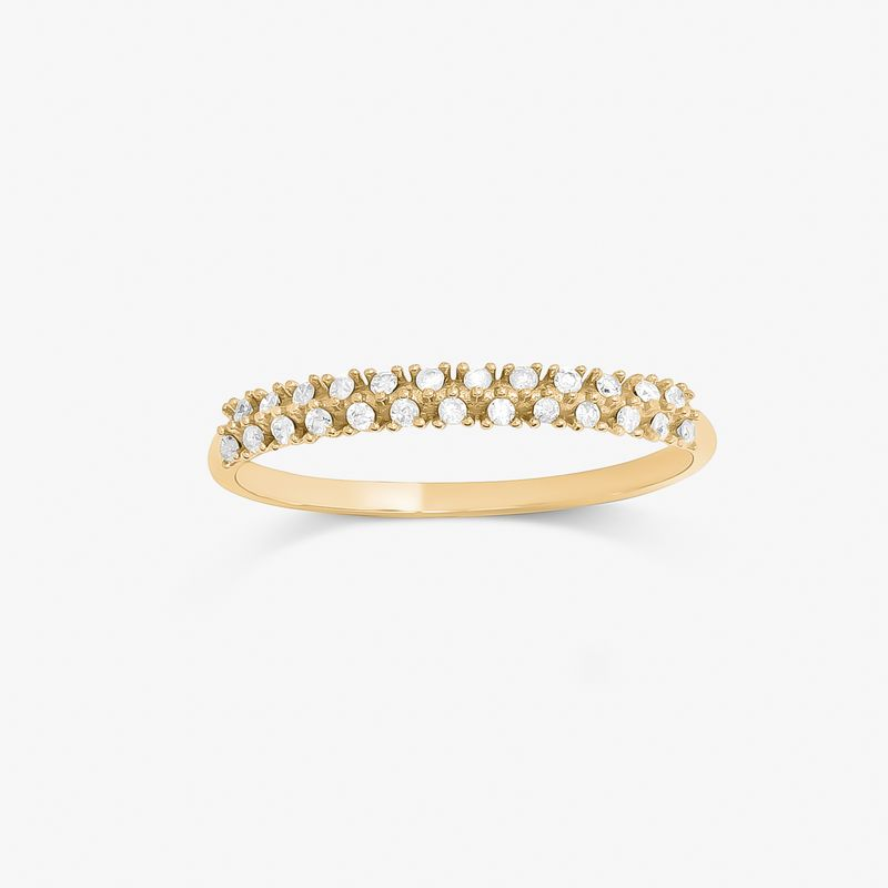 Anel Meia Aliança com 12 Pontos de Diamantes em Ouro Amarelo 18k Anel Meia Aliança com 12 Pontos de Diamantes em Ouro Amarelo 18k