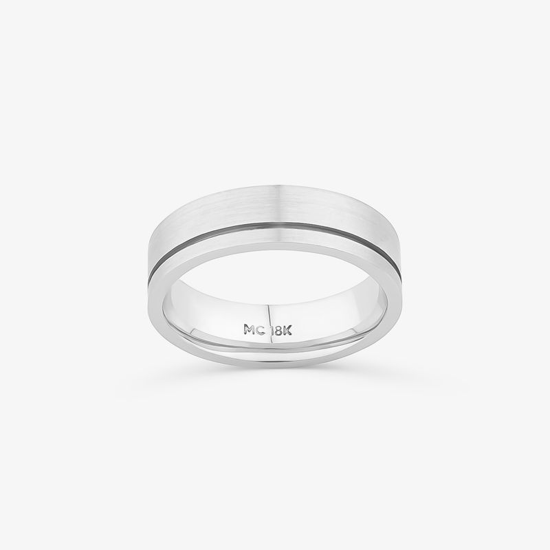 Aliança com Friso em Ouro Branco 18K - 5,5 mm Aliança com Friso em Ouro Branco 18K - 5,5 mm