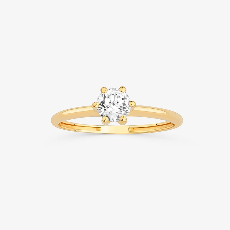 Anel Solitário com 50 Pontos de Diamantes em Ouro Amarelo 18k Anel Solitário com 50 Pontos de Diamantes em Ouro Amarelo 18k