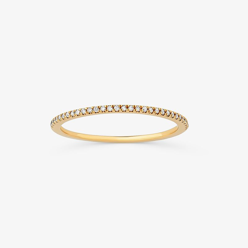 Anel Meia Aliança com Diamantes em Ouro Amarelo 18k Anel Meia Aliança com Diamantes em Ouro Amarelo 18k