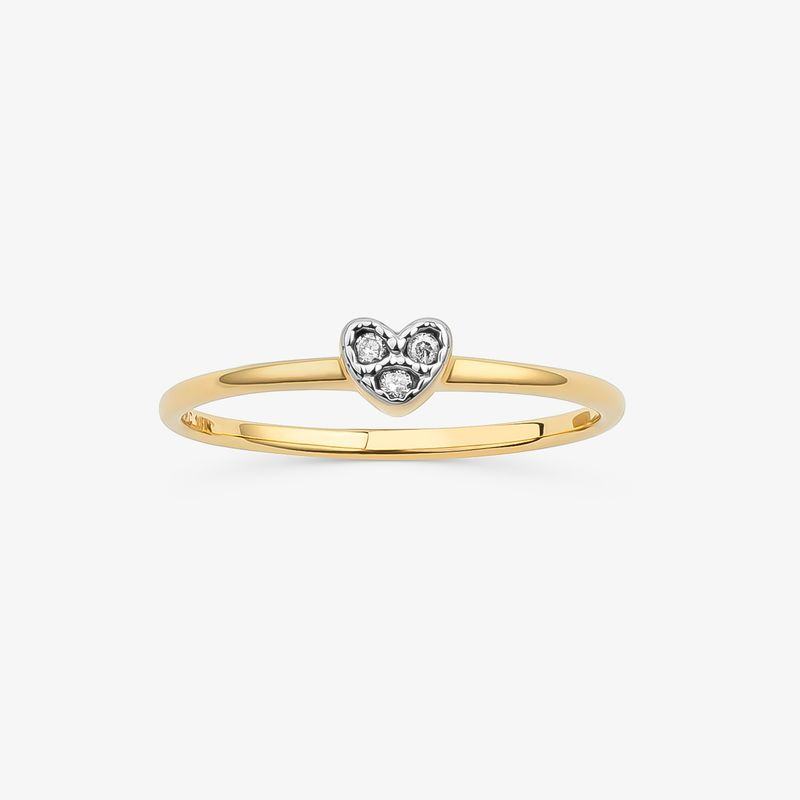 Anel Coração em Ouro Amarelo com Diamante Anel Coração em Ouro Amarelo com Diamante