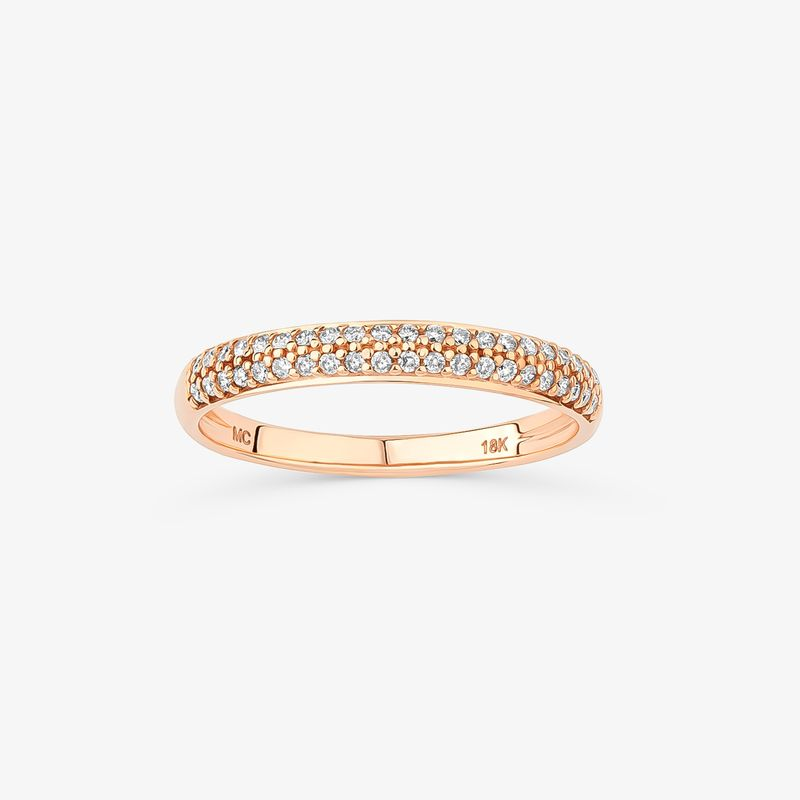 Anel Meia Aliança com 21 Pontos de Diamantes em Ouro Rose 18k Anel Meia Aliança com 21 Pontos de Diamantes em Ouro Rose 18k