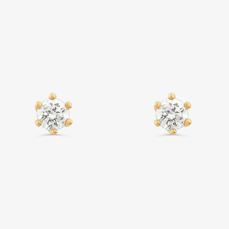 Brinco Solitário com 30 Pontos de Diamantes em Ouro Amarelo 18k Brinco Solitário com 30 Pontos de Diamantes em Ouro Amarelo 18k
