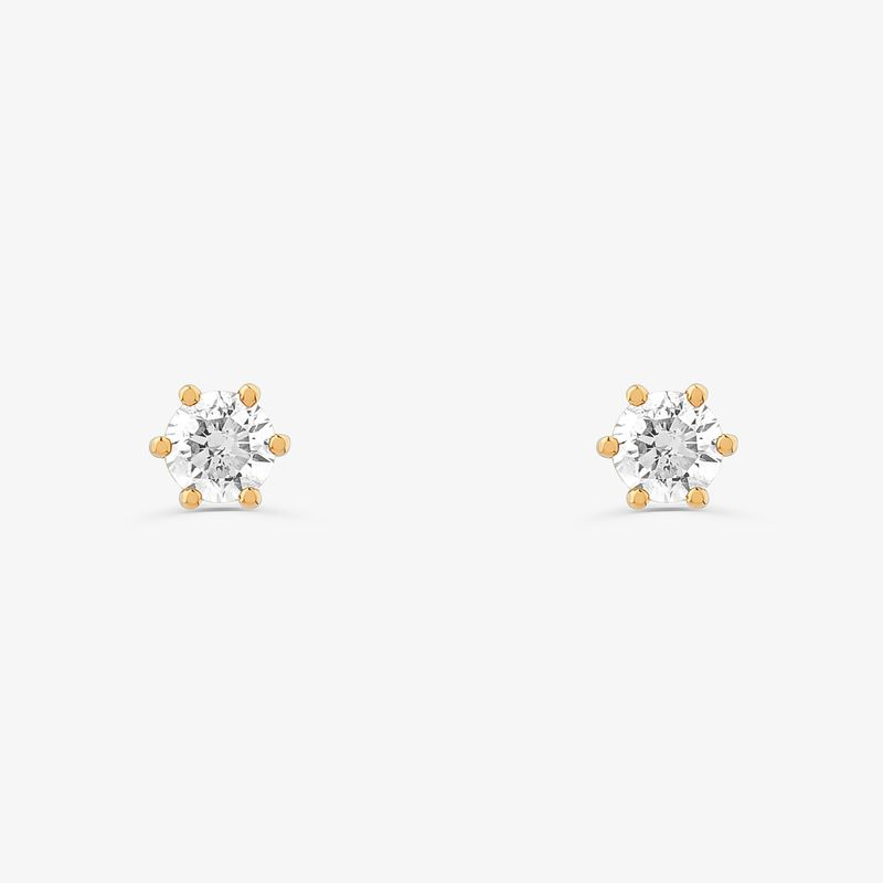 Brinco Solitário com 60 Pontos de Diamantes em Ouro Amarelo 18k Brinco Solitário com 60 Pontos de Diamantes em Ouro Amarelo 18k