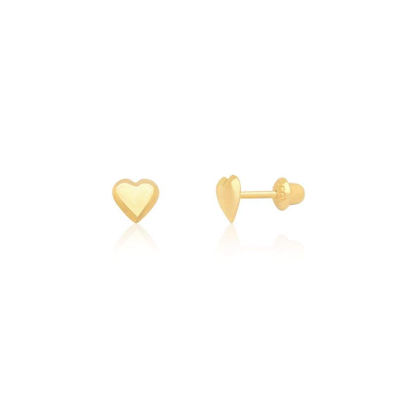 Brinco Infantil Coração em Ouro Amarelo 18k Brinco Infantil Coração em Ouro Amarelo 18k