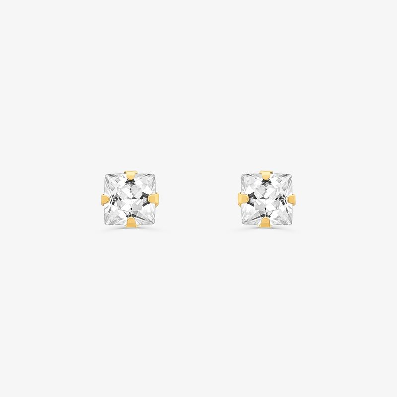 Brinco Infantil com Zircônia Incolor em Ouro Amarelo 18k