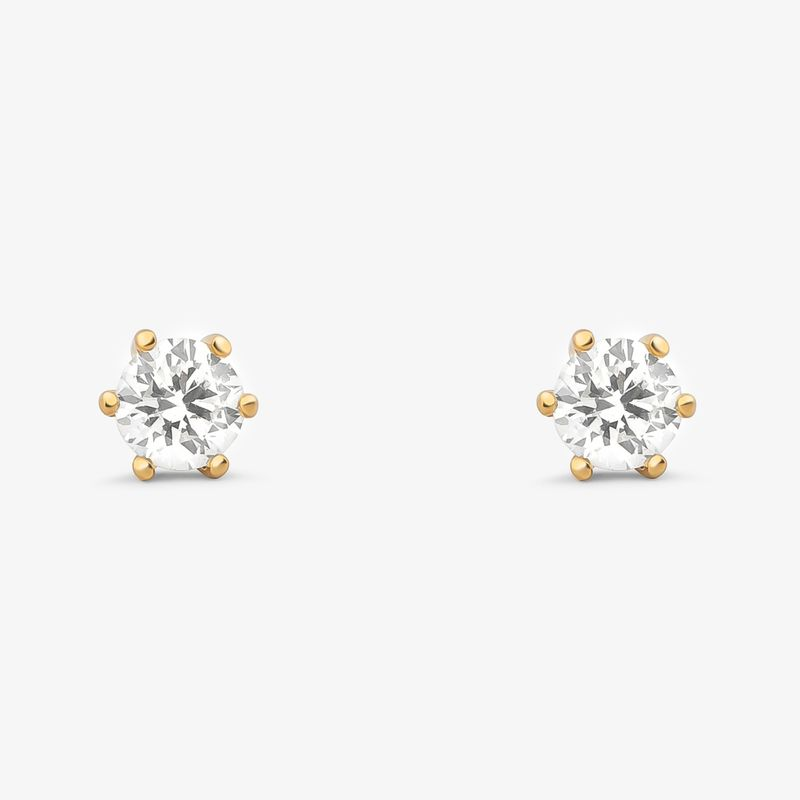 Brinco Solitário com 20 Pontos de Diamantes em Ouro Amarelo 18k