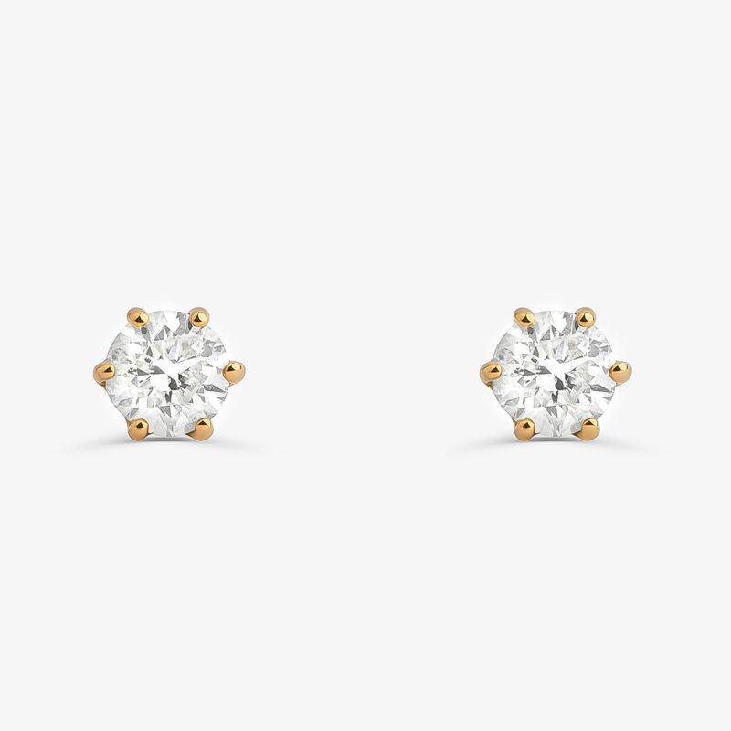 Brinco Solitário com 40 Pontos de Diamantes em Ouro Amarelo 18k Brinco Solitário com 40 Pontos de Diamantes em Ouro Amarelo 18k