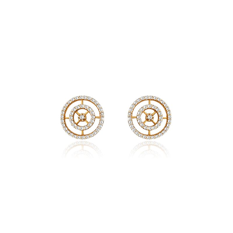 Brinco Círculos com Diamante em Ouro Amarelo 18k Brinco Círculos com Diamante em Ouro Amarelo 18k