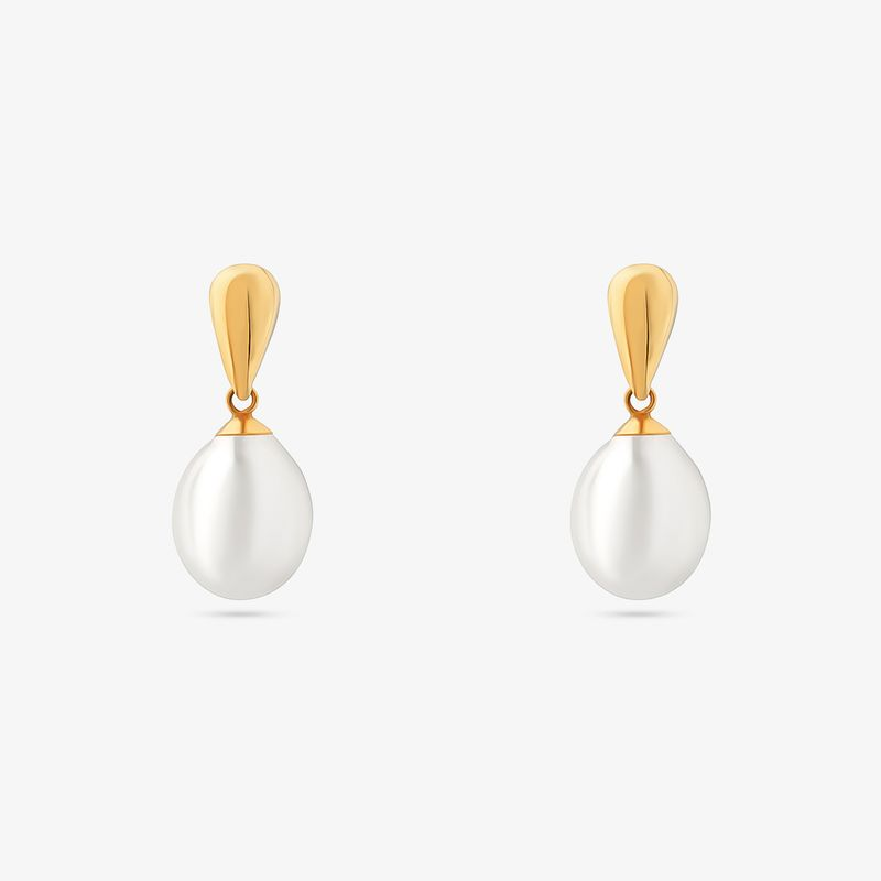 Brinco Gota com Pérola em Ouro Amarelo 18k Brinco Gota com Pérola em Ouro Amarelo 18k