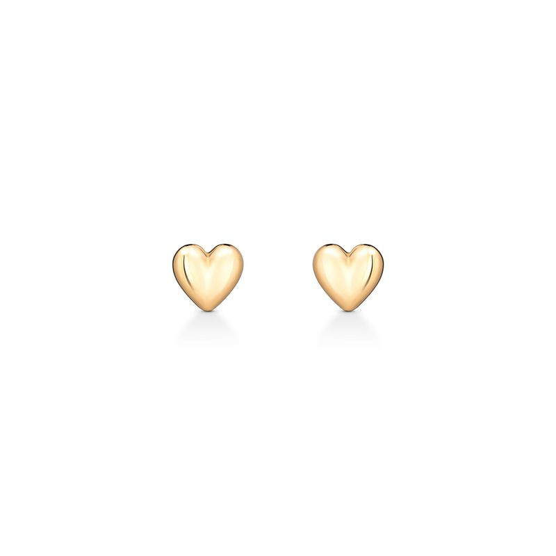 Brinco Coração em Ouro Amarelo 18k Brinco Coração em Ouro Amarelo 18k