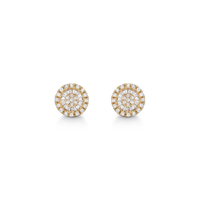 Brinco Stud com Diamantes em Ouro Branco 18k - 8 mm Brinco Stud com Diamantes em Ouro Branco 18k - 8 mm
