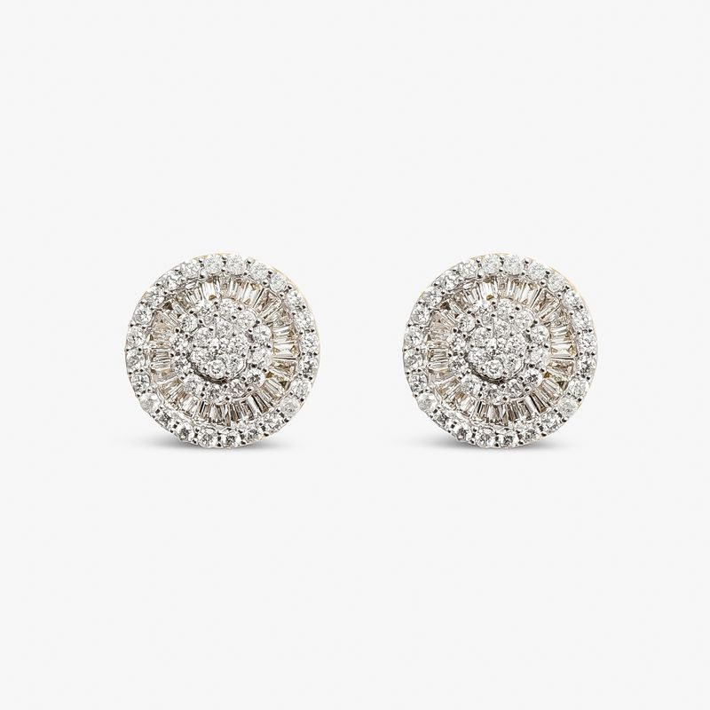 Brinco Stud com Diamantes em Ouro Amarelo 18k - 12 mm Brinco Stud com Diamantes em Ouro Amarelo 18k - 12 mm
