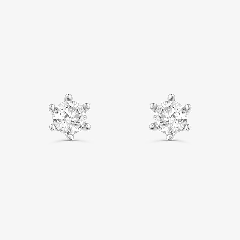 Brinco Solitário com 40 Pontos de Diamantes em Ouro Branco 18k