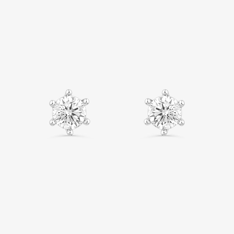 Brinco Solitário com 60 Pontos de Diamantes em Ouro Branco 18k Brinco Solitário com 60 Pontos de Diamantes em Ouro Branco 18k