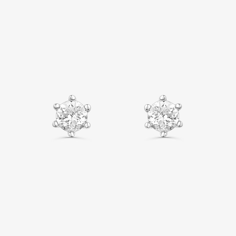 Brinco Solitário com 20 Pontos de Diamantes em Ouro Branco 18k Brinco Solitário com 20 Pontos de Diamantes em Ouro Branco 18k