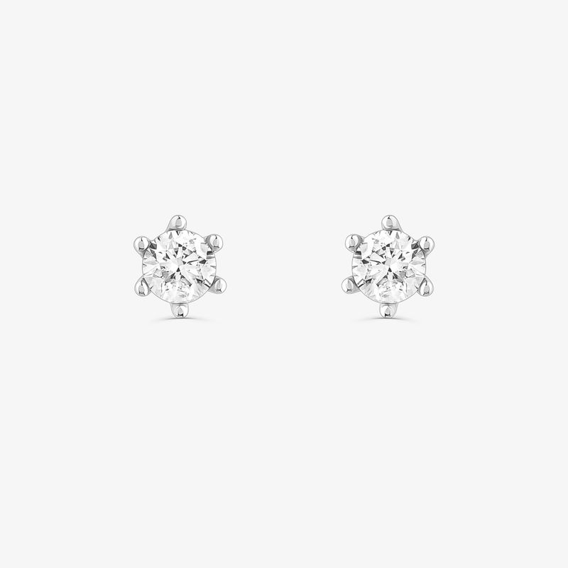 Brinco Solitário com 30 Pontos de Diamantes em Ouro Branco 18k Brinco Solitário com 30 Pontos de Diamantes em Ouro Branco 18k