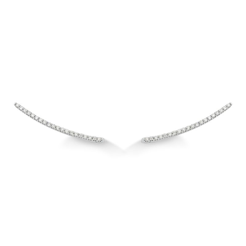 Brinco Palito com Diamantes em Ouro Branco 18k Brinco Palito com Diamantes em Ouro Branco 18k
