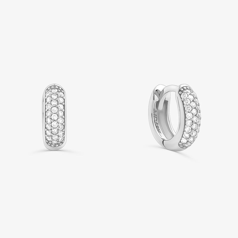 Brinco Argola com Diamante em Ouro Branco 18k Brinco Argola com Diamante em Ouro Branco 18k