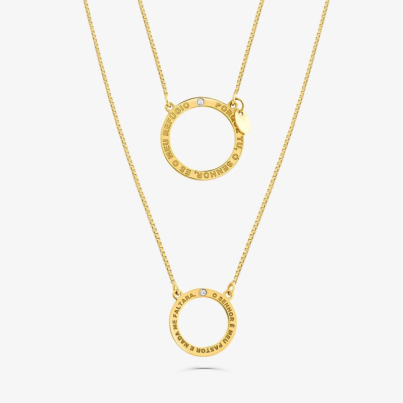 Escapulário Salmos com Diamante em Ouro Amarelo 18k Escapulário Salmos com Diamante em Ouro Amarelo 18k