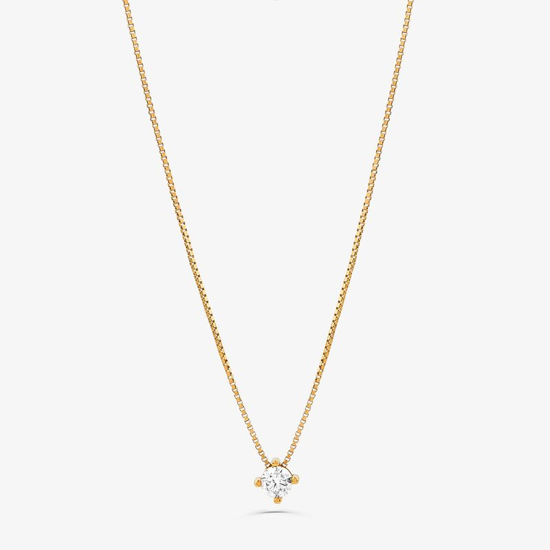 Colar Solitário com 30 Pontos de Diamantes em Ouro Amarelo 18k Colar Solitário com 30 Pontos de Diamantes em Ouro Amarelo 18k