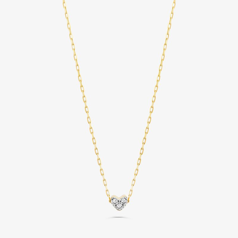 Colar Coração com Diamante em Ouro Amarelo 18k Colar Coração com Diamante em Ouro Amarelo 18k