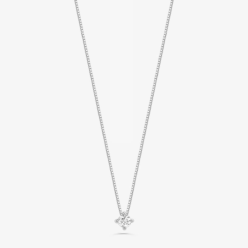 Colar Solitário com 19 Pontos de Diamantes em Ouro Branco 18k