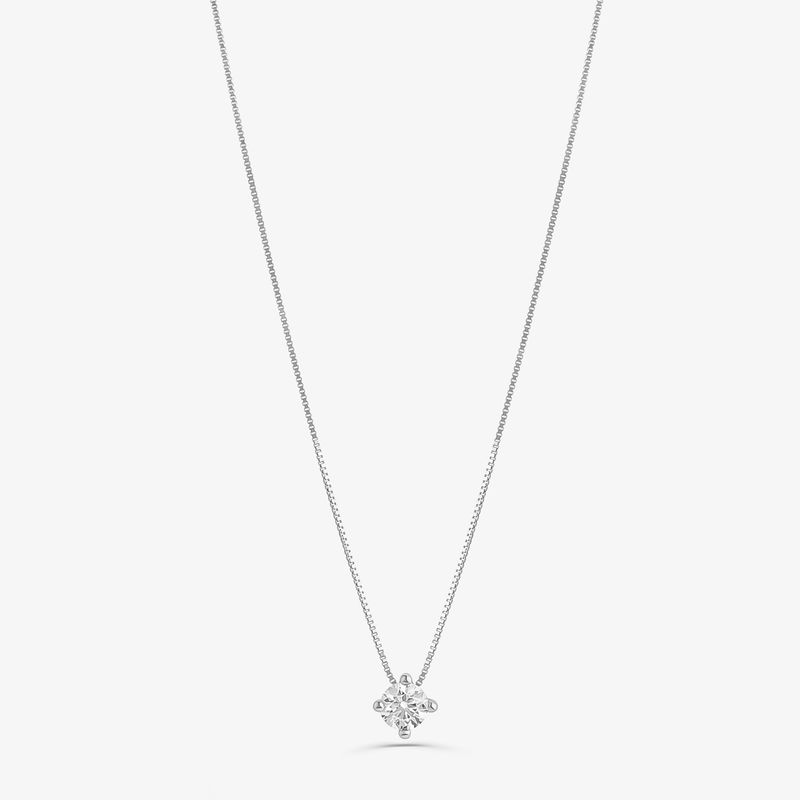 Colar Solitário em Ouro Branco com 50 Pontos de Diamantes Colar Solitário em Ouro Branco com 50 Pontos de Diamantes