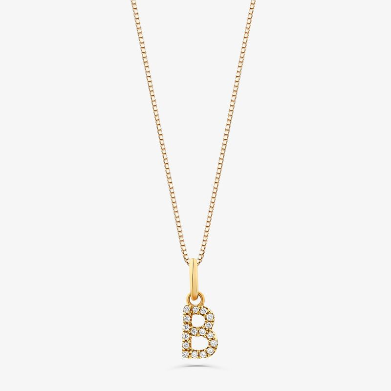 Pingente Letra B com Diamante em Ouro Amarelo 18k Pingente Letra B com Diamante em Ouro Amarelo 18k