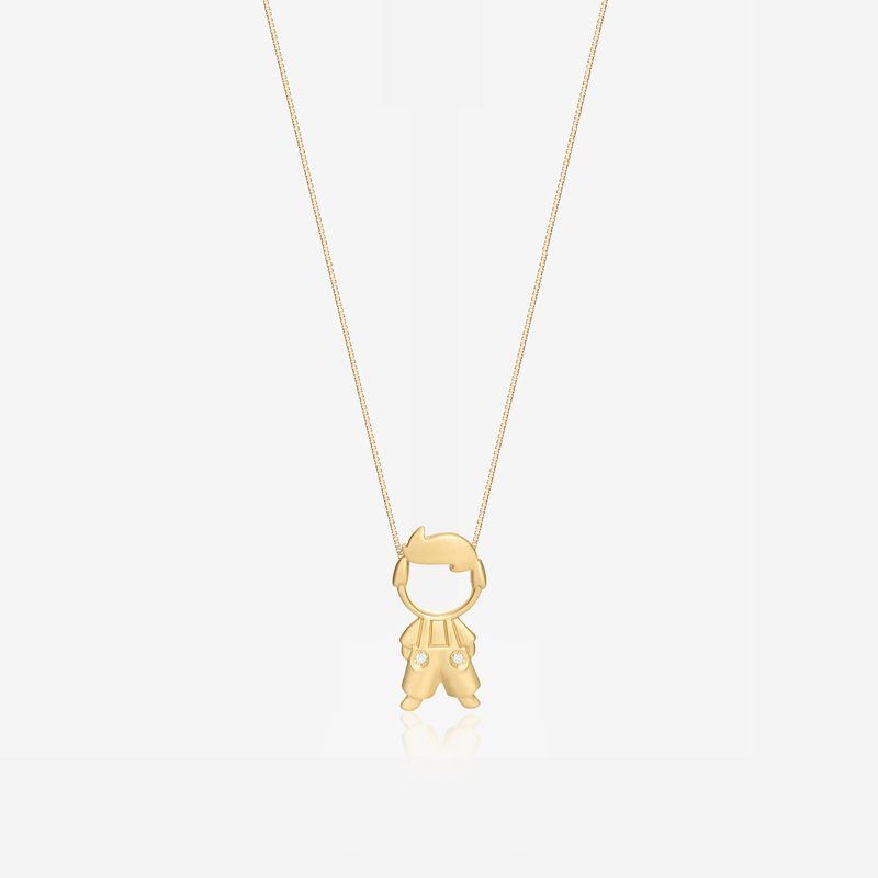 Pingente Menino com Diamante em Ouro Amarelo 18k Pingente Menino com Diamante em Ouro Amarelo 18k