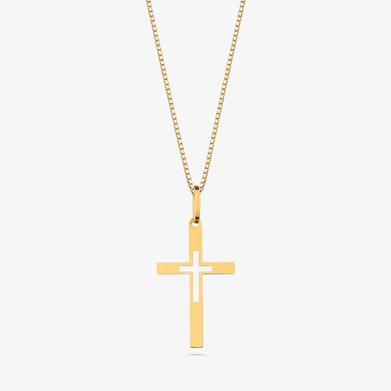 Pingente Cruz Vazada em Ouro Amarelo 18k Pingente Cruz Vazada em Ouro Amarelo 18k
