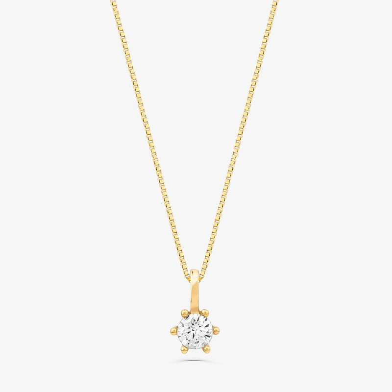 Pingente Solitário com 15 Pontos de Diamantes em Ouro Amarelo 18k Pingente Solitário com 15 Pontos de Diamantes em Ouro Amarelo 18k