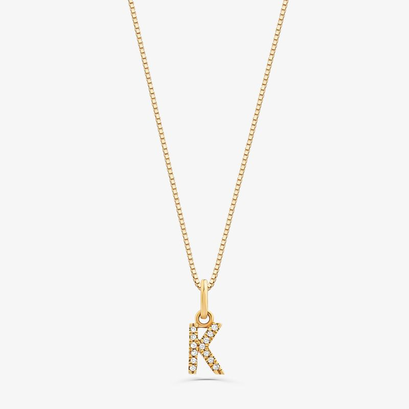 Pingente Letra K com Diamante em Ouro Amarelo 18k Pingente Letra K com Diamante em Ouro Amarelo 18k