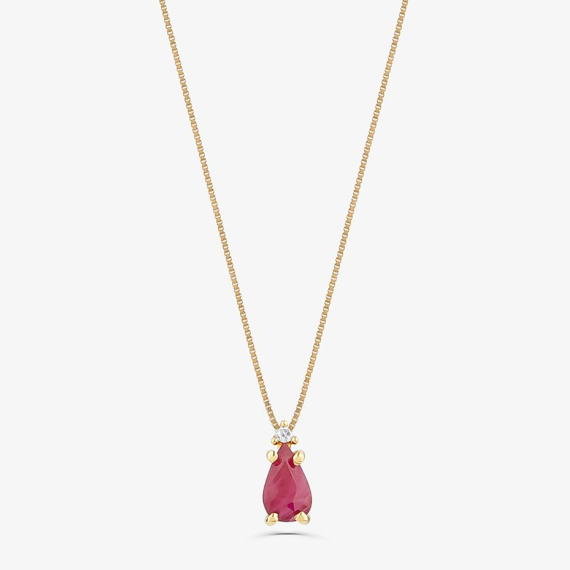 Pingente em Gota com Rubi e Diamante em Ouro Amarelo 18k Pingente em Gota com Rubi e Diamante em Ouro Amarelo 18k