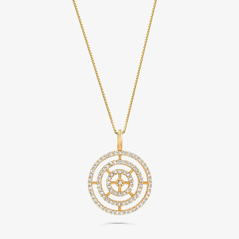 Pingente Círculos com Diamante em Ouro Amarelo 18k Pingente Círculos com Diamante em Ouro Amarelo 18k