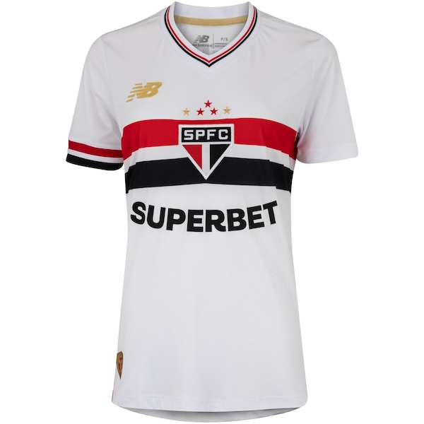 Camisa do São Paulo I 25 New Balance Feminina Torcedora