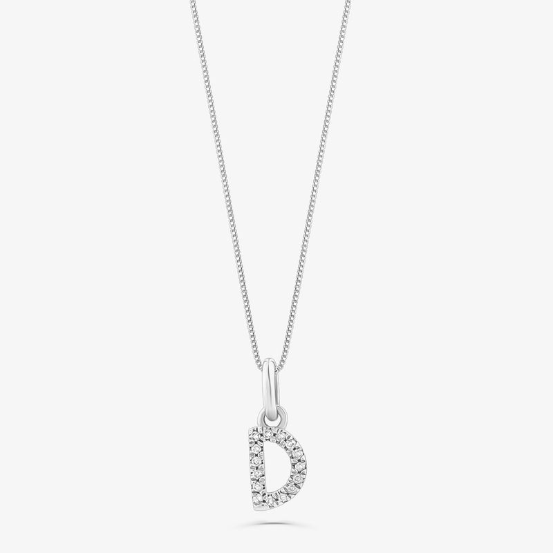 Pingente Letra D com Diamante em Ouro Branco 18k Pingente Letra D com Diamante em Ouro Branco 18k