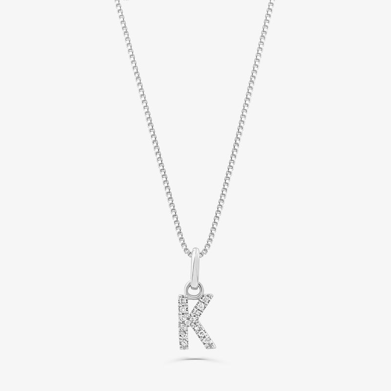 Pingente Letra K com Diamante em Ouro Branco 18k Pingente Letra K com Diamante em Ouro Branco 18k