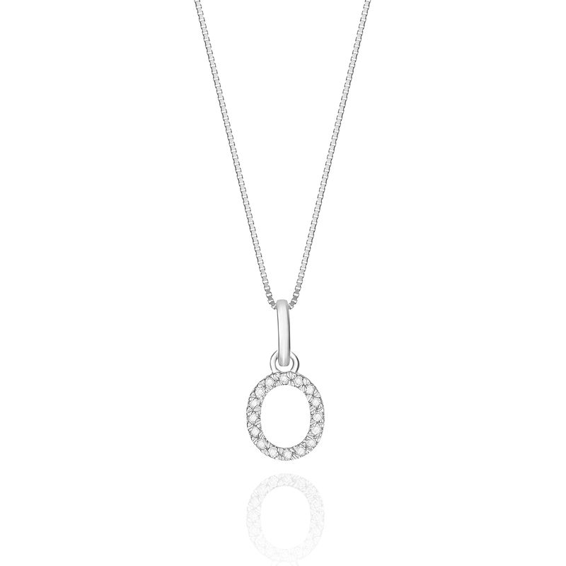 Pingente Letra O com Diamante em Ouro Branco 18k Pingente Letra O com Diamante em Ouro Branco 18k