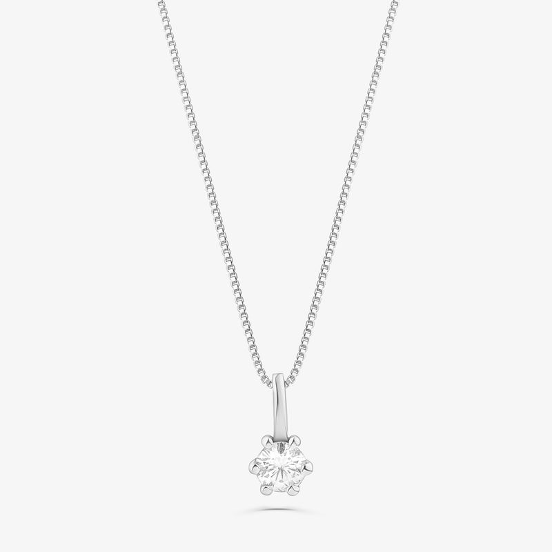 Pingente Solitário com 15 Pontos de Diamantes em Ouro Branco 18k