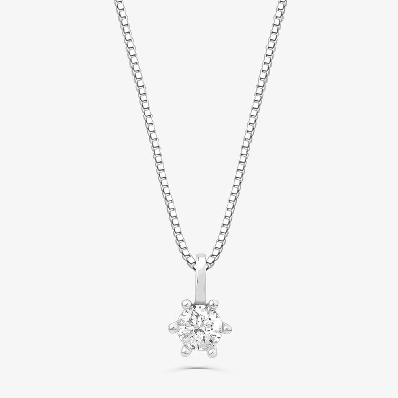 Pingente Solitário com 20 Pontos de Diamantes em Ouro Branco 18k