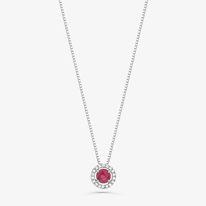 Pingente com Rubi e Diamantes em Ouro Branco 18k Pingente com Rubi e Diamantes em Ouro Branco 18k