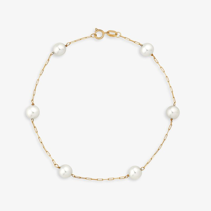 Pulseira com Pérola em Ouro Amarelo 18k - 18 cm Pulseira com Pérola em Ouro Amarelo 18k - 18 cm