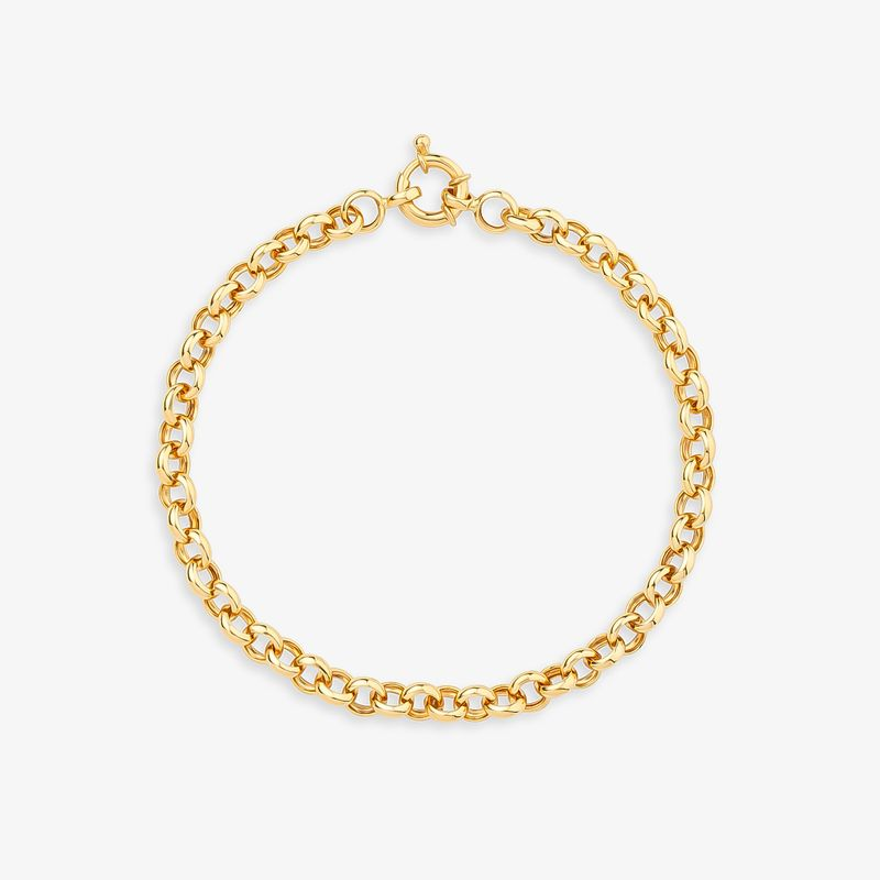 Pulseira Malha Elo Portugues em Ouro Amarelo 18k - 19 cm Pulseira Malha Elo Portugues em Ouro Amarelo 18k - 19 cm