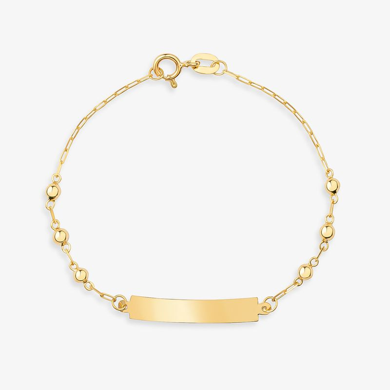 Pulseira Infantil Esferas Personalizável em Ouro Amarelo 18k - 13 cm Pulseira Infantil Esferas Personalizável em Ouro Amarelo 18k - 13 cm