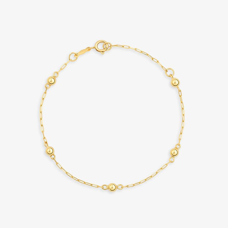 Pulseira Infantil Esferas em Ouro Amarelo 18k - 14 cm Pulseira Infantil Esferas em Ouro Amarelo 18k - 14 cm