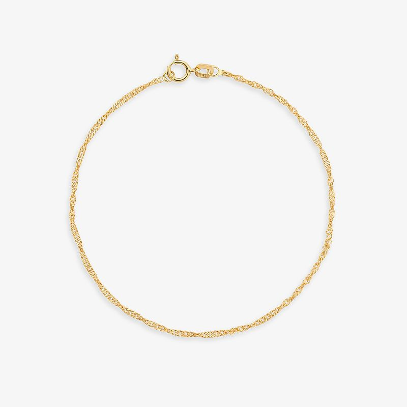 Pulseira Malha Singapura em Ouro Amarelo 18k - 18 cm Pulseira Malha Singapura em Ouro Amarelo 18k - 18 cm