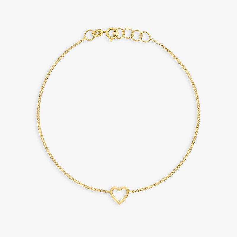 Pulseira Coração em Ouro Amarelo 18k - 18 cm