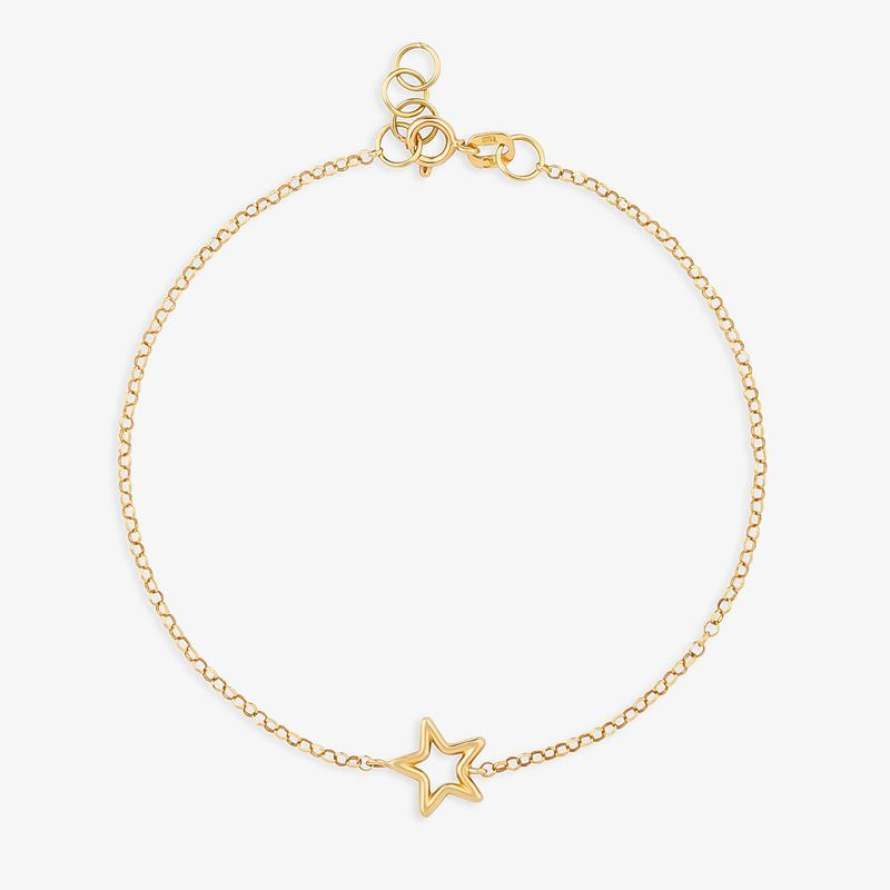 Pulseira Estrela em Ouro Amarelo 18k - 18 cm Pulseira Estrela em Ouro Amarelo 18k - 18 cm
