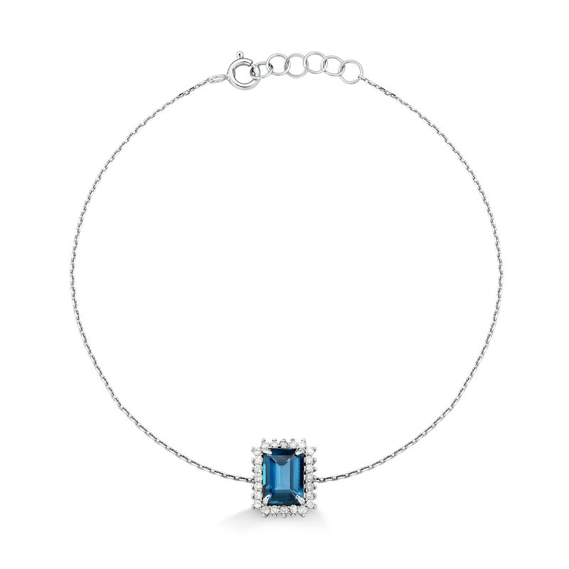 Pulseira com Topázio London e Diamantes em Ouro Branco 18k Pulseira com Topázio London e Diamantes em Ouro Branco 18k